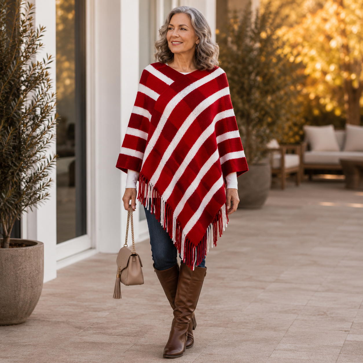 SIENNA | CLASSIC STRIPE KNIT PONCHO