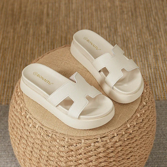 Talia Platform Leather Slide Sandals