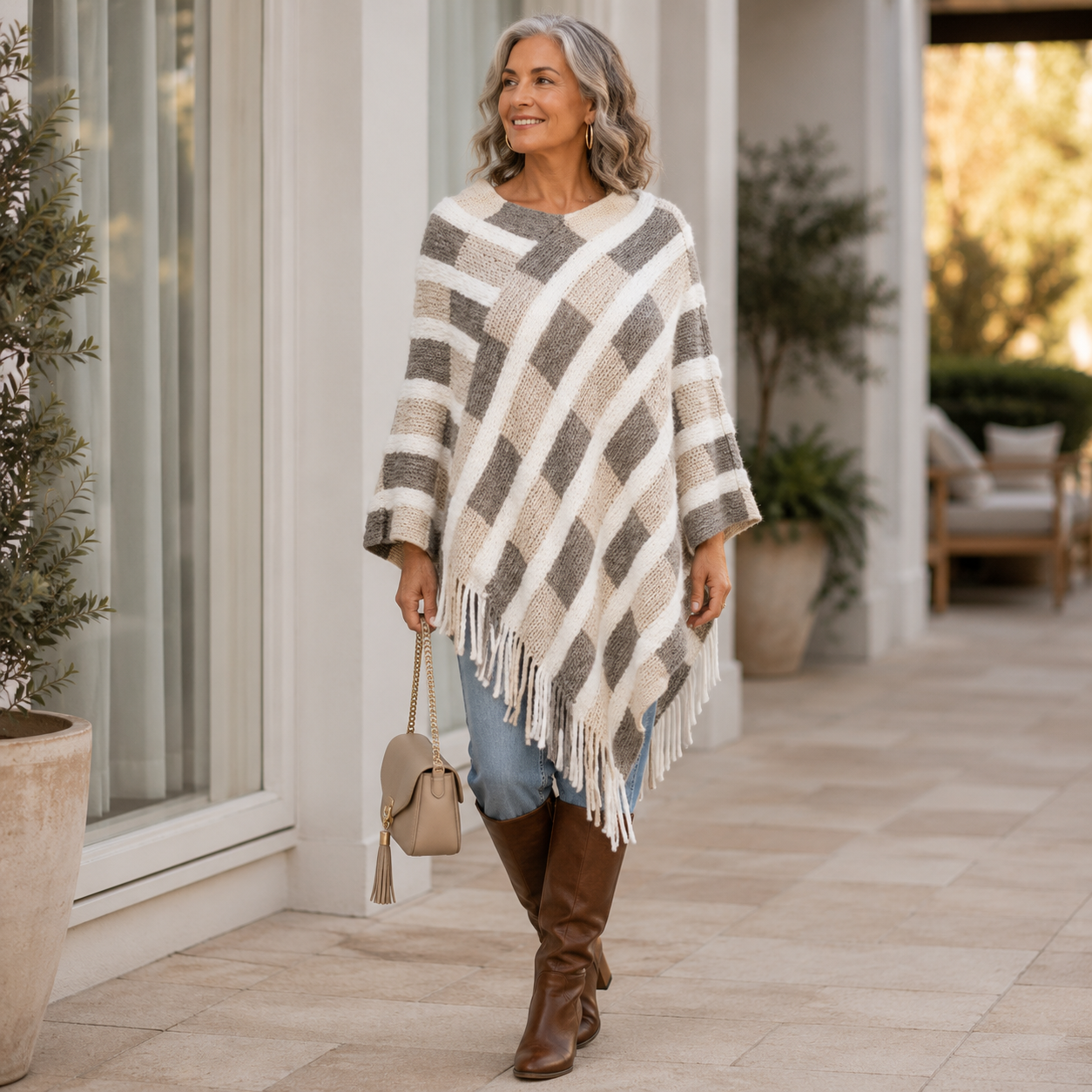 SIENNA | CLASSIC STRIPE KNIT PONCHO