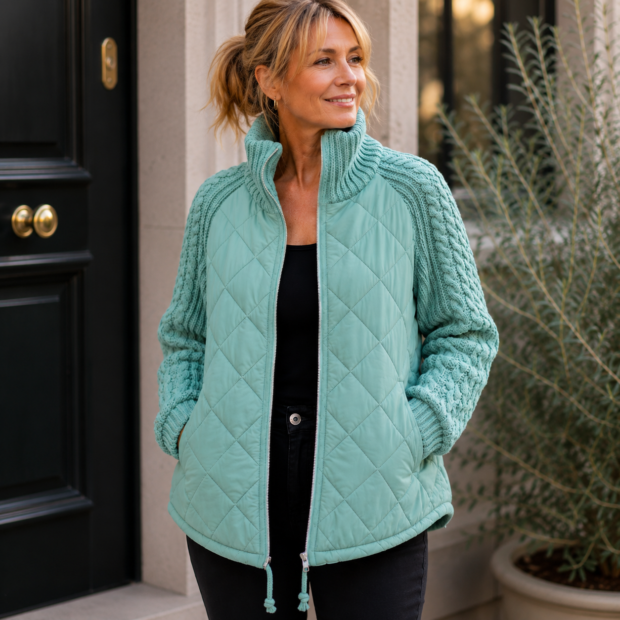 DREW | QUILTED KNIT SLEEVE JACKET