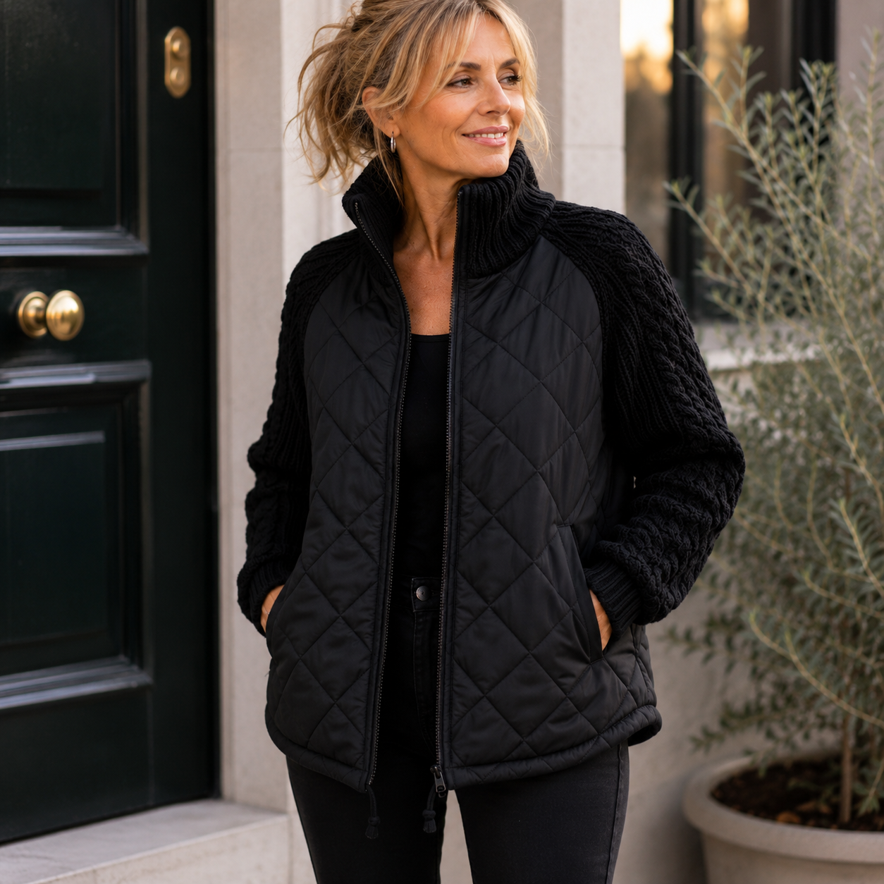 DREW | QUILTED KNIT SLEEVE JACKET
