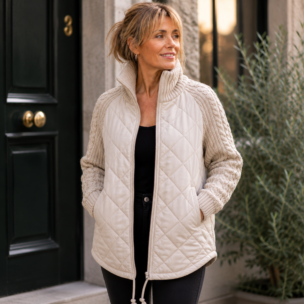 DREW | QUILTED KNIT SLEEVE JACKET
