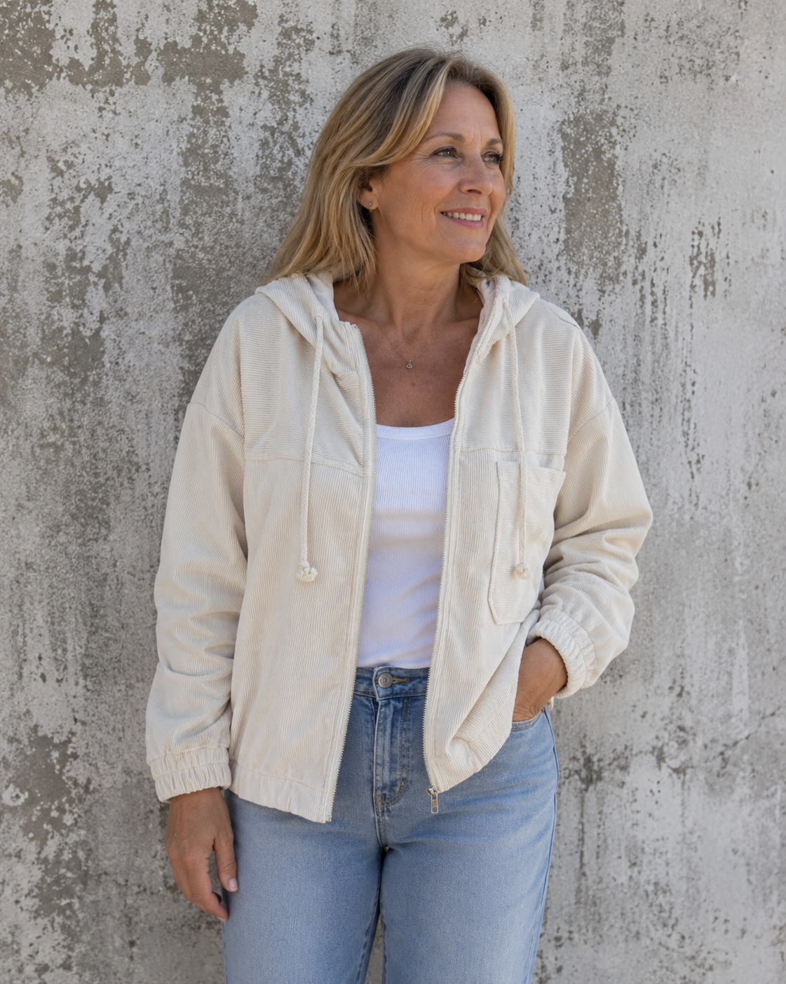 Ella™ | Cord Hooded Jacket with Zipper