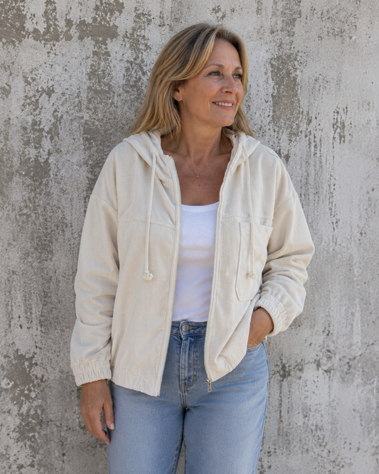 Ella™ | Cord Hooded Jacket with Zipper