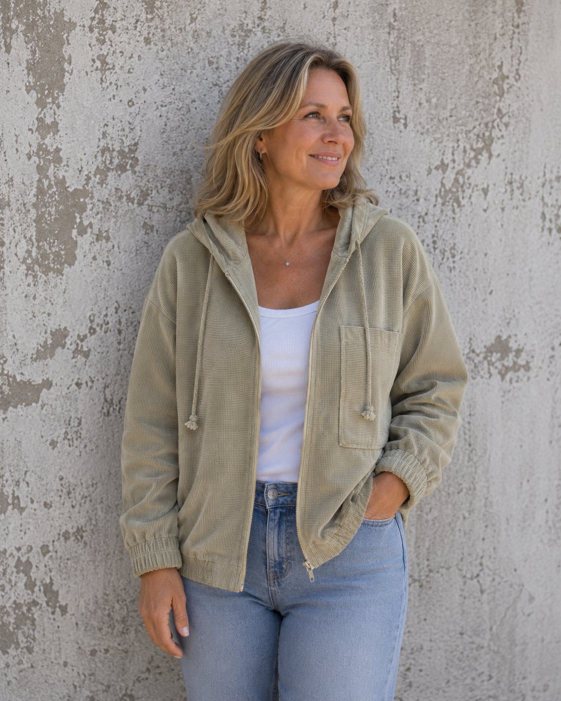 Ella™ | Cord Hooded Jacket with Zipper
