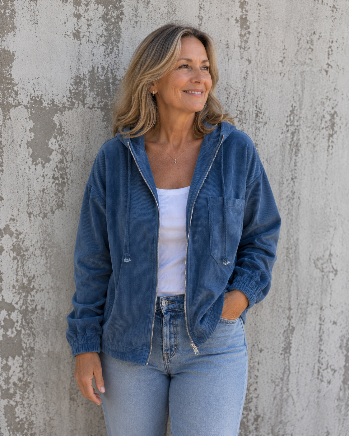 Ella™ | Cord Hooded Jacket with Zipper