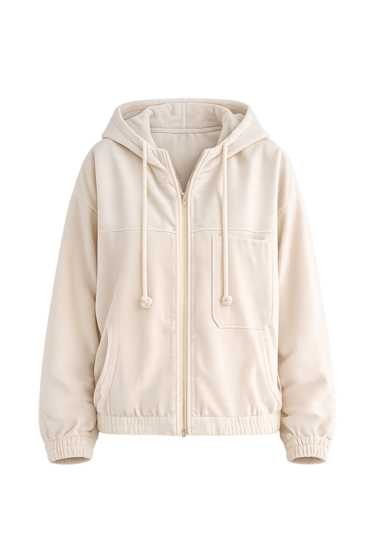 Ella™ | Cord Hooded Jacket with Zipper