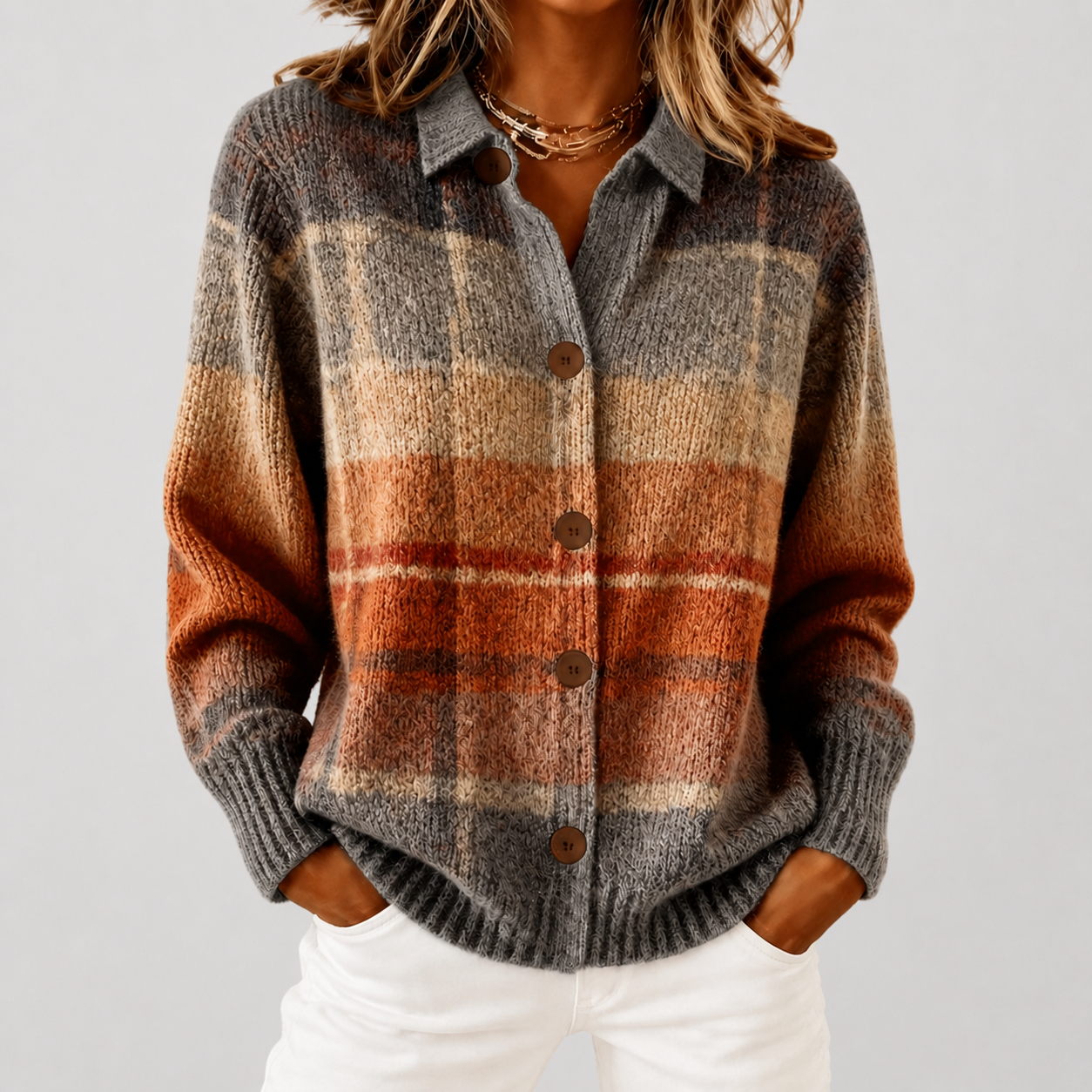 Edith™ | Autumn Ombre Plaid Cardigan