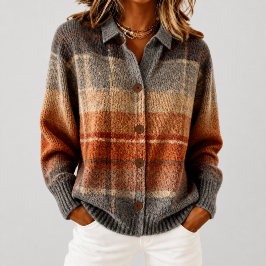 Edith™ | Autumn Ombre Plaid Cardigan
