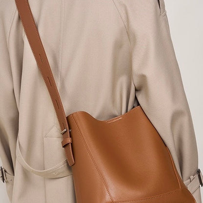 Genuine Leather Crossbody & Shoulder Oversized Bucket Bag