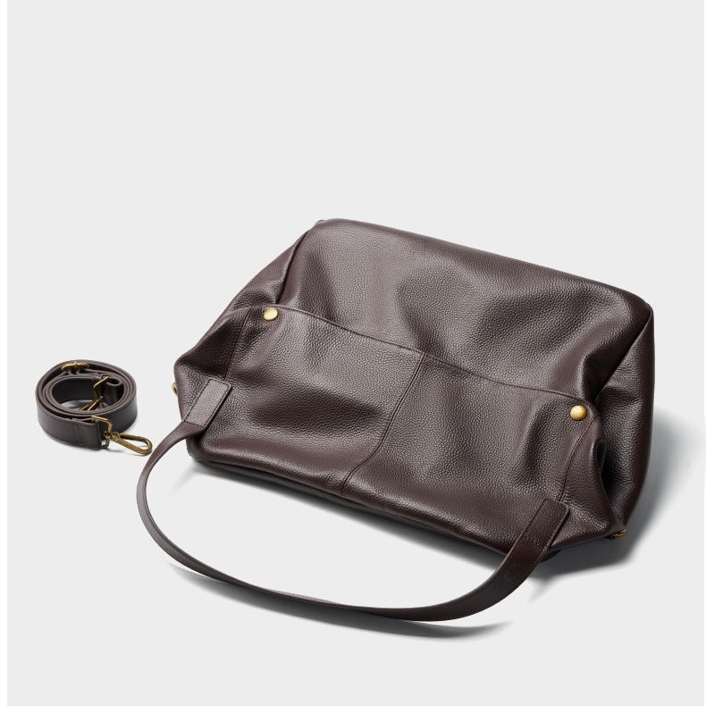 Retro Genuine Leather Soft Minimalist Tote Bag