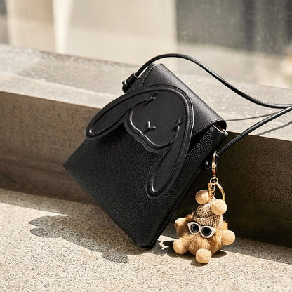 Rabbit Genuine Leather Mini Crossbody Phone Bag