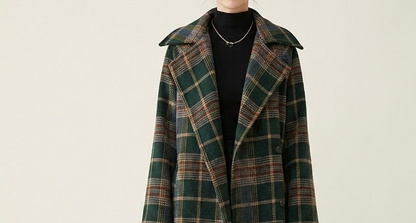 Ivy | Forest Green Check Longline Coat