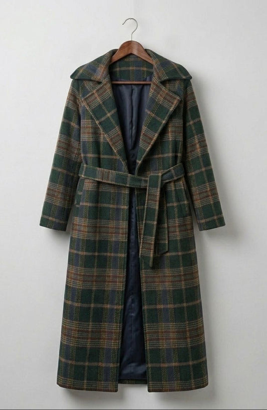 Ivy | Forest Green Check Longline Coat