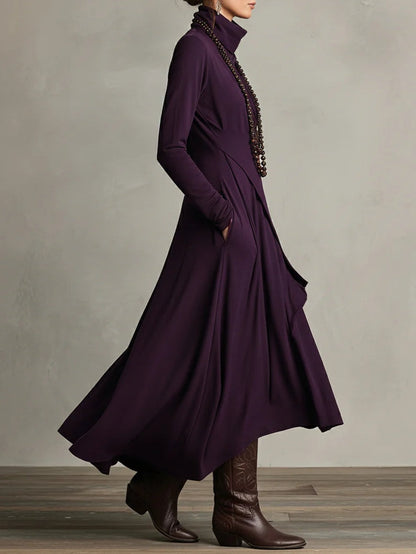 Arielle™ Vintage Asymmetrical Turtleneck Dress