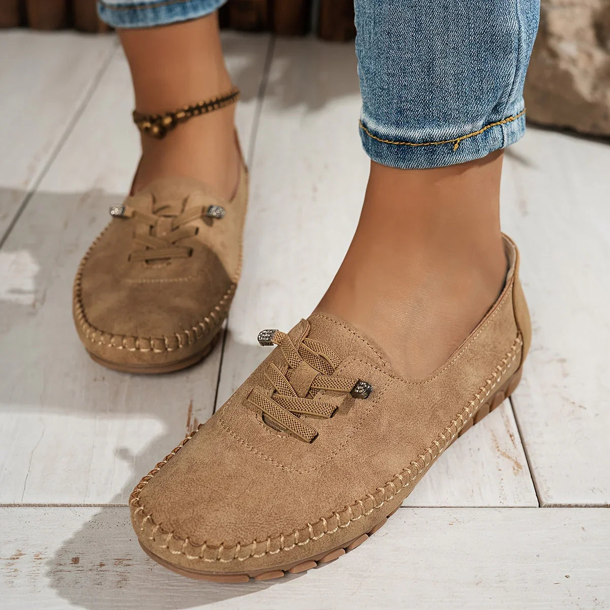 Sarah | Slip On Lace Up Loafers with Style