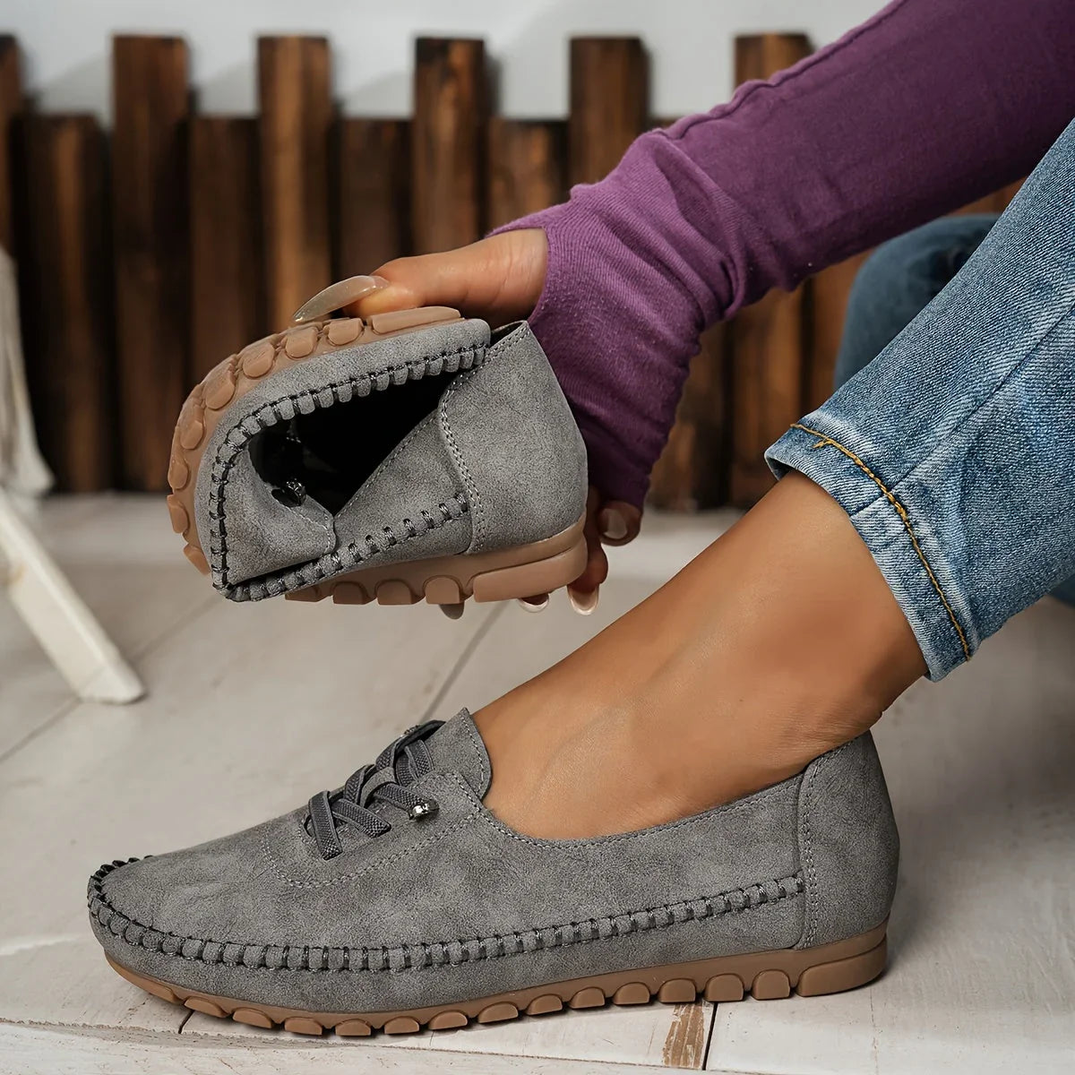 Sarah | Slip On Lace Up Loafers with Style