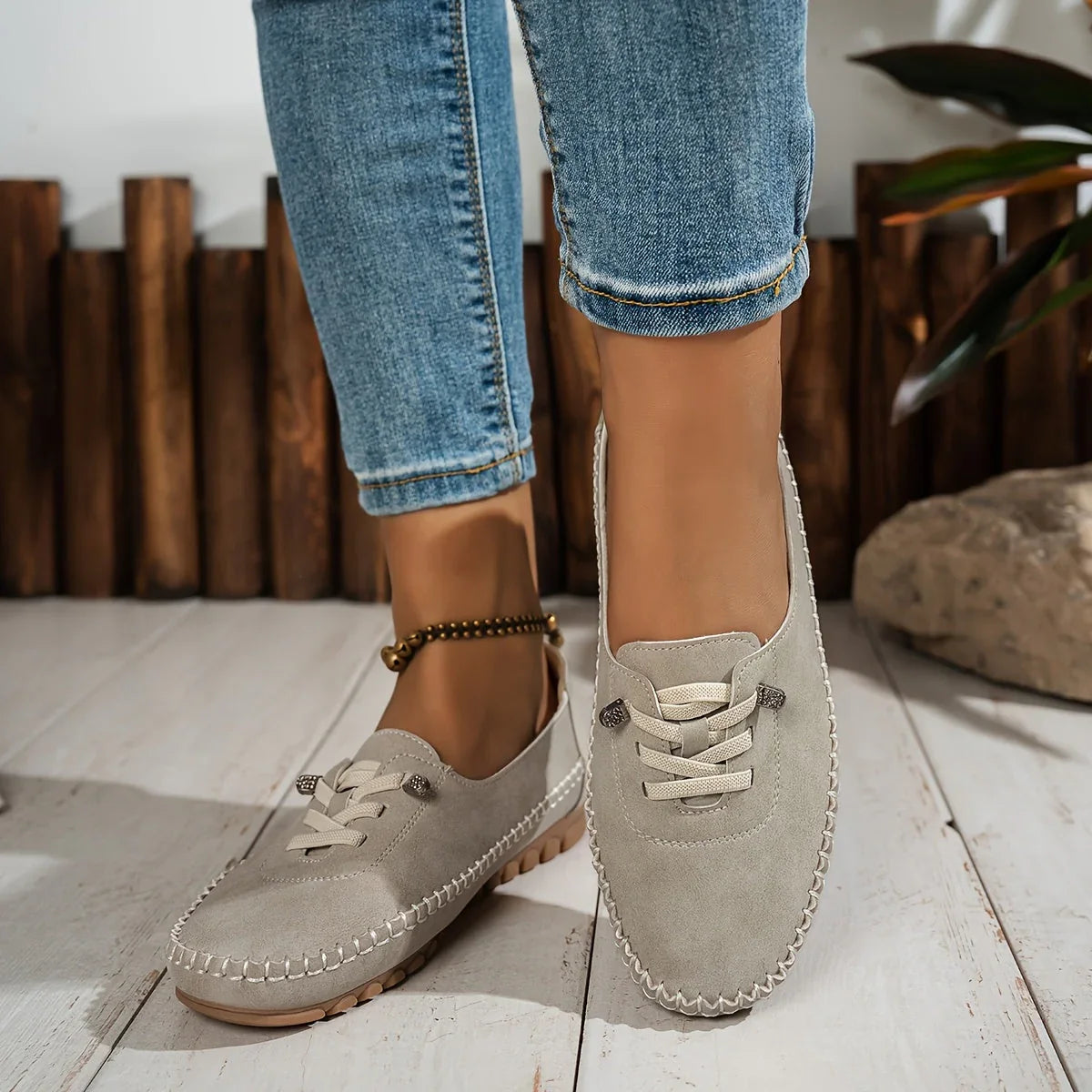 Sarah | Slip On Lace Up Loafers with Style