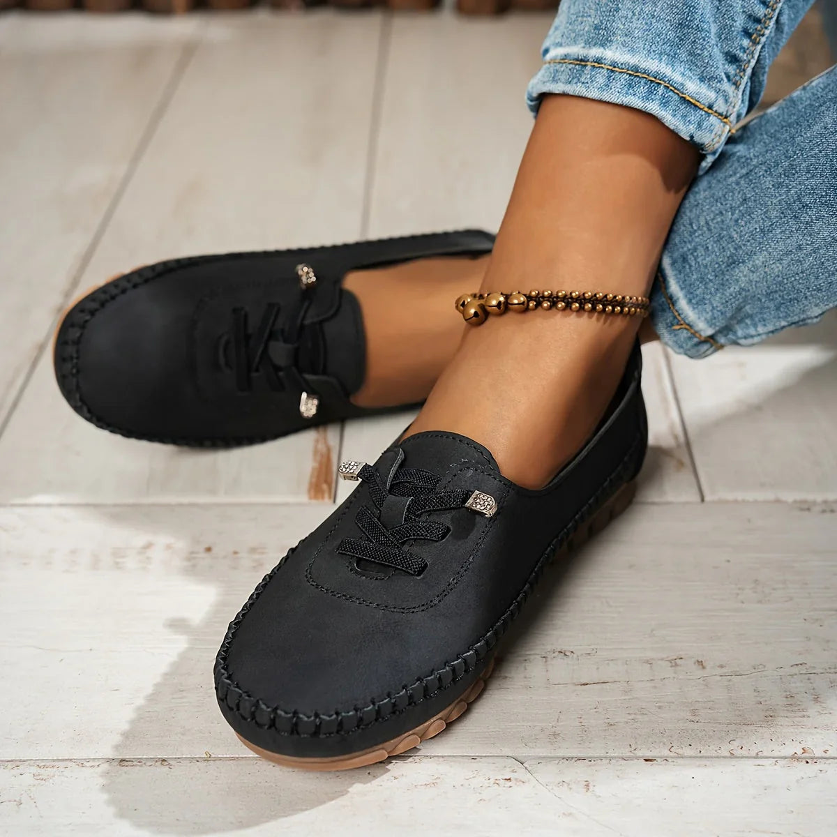 Sarah | Slip On Lace Up Loafers with Style